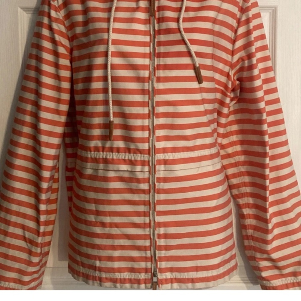 Women's Lafayette 148 NY Striped Lightweight Peach Rose & Tan Jacket - Picture 3 of 16